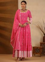 Cotton Pink Party Wear Embroidery Work Readymade Anarkali Suit